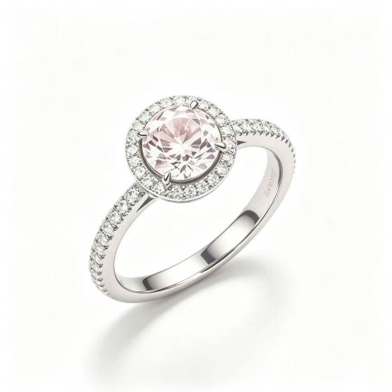 Aurelia Elegance bridal pink diamond halo ring